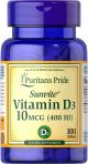 Puritan's Pride Vitamin D3 10 mcg 400 IU 100 Tablets 1140