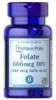 Puritan's Pride Folic Acid 666mcg DFE 400mcg 250 Tablets 1403