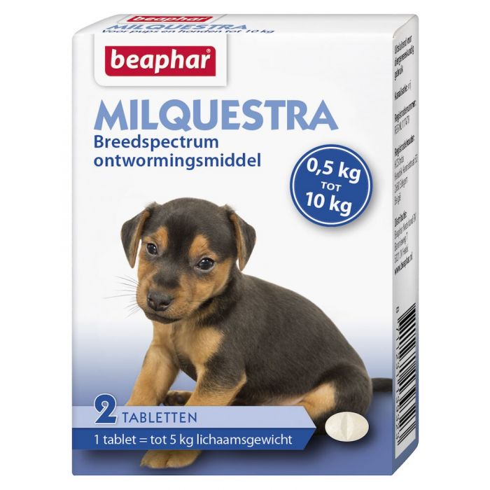 Beaphar Milquestra worm tablets small dog puppy 2 tablets 0.5 10 kg