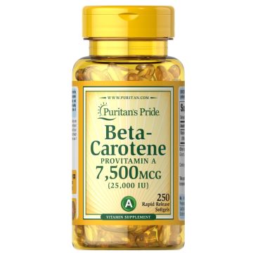 Puritan's Pride Betacaroteen  7.500 mcg 25.000 IU 250 Softgels 1223