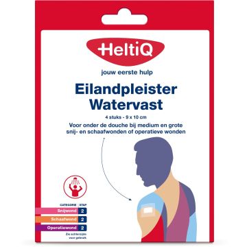 HeltiQ Waterproof Island Plaster 9 x 10 cm – 4 pcs
