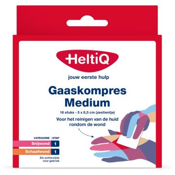 HeltiQ Gauze Pad Medium 5 x 8.5 cm 16 pcs