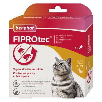 Beaphar Fiprotec for cats > 1 kg against ticks and fleas 4 x 0.50 ml pipettes