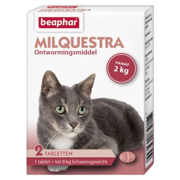 Beaphar Milquestra worm tablets cat 2 tablets from 2 - 12 kg
