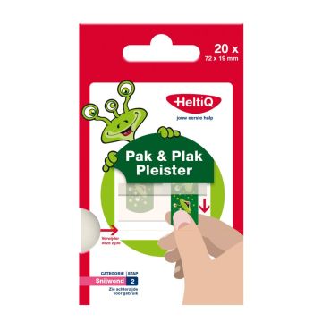 HeltiQ Pack & Stick Kids Plasters Mike, green 20 pcs