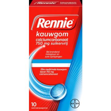 Rennie Chewing gum peppermint sugar-free 10 pieces